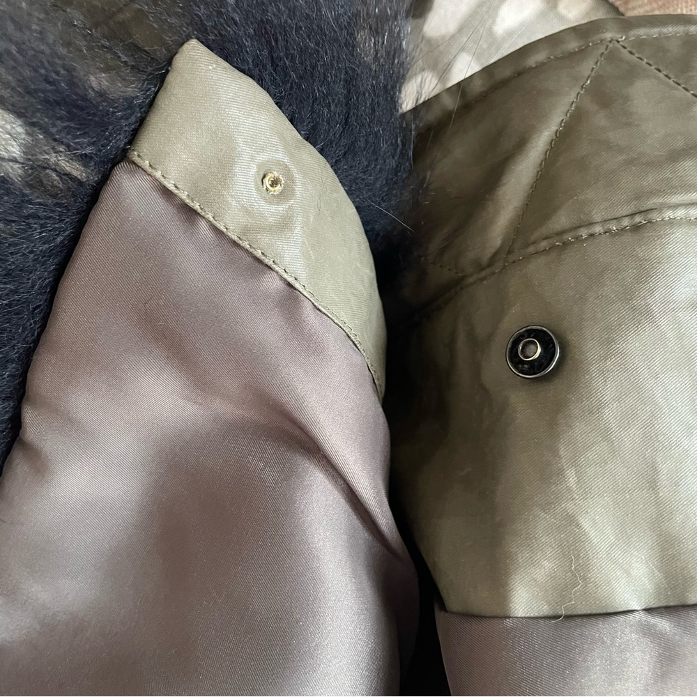 SAM Lux Limelight Hooded Parka Fur convertible to vest, Army green and blue - Picture 8 of 8